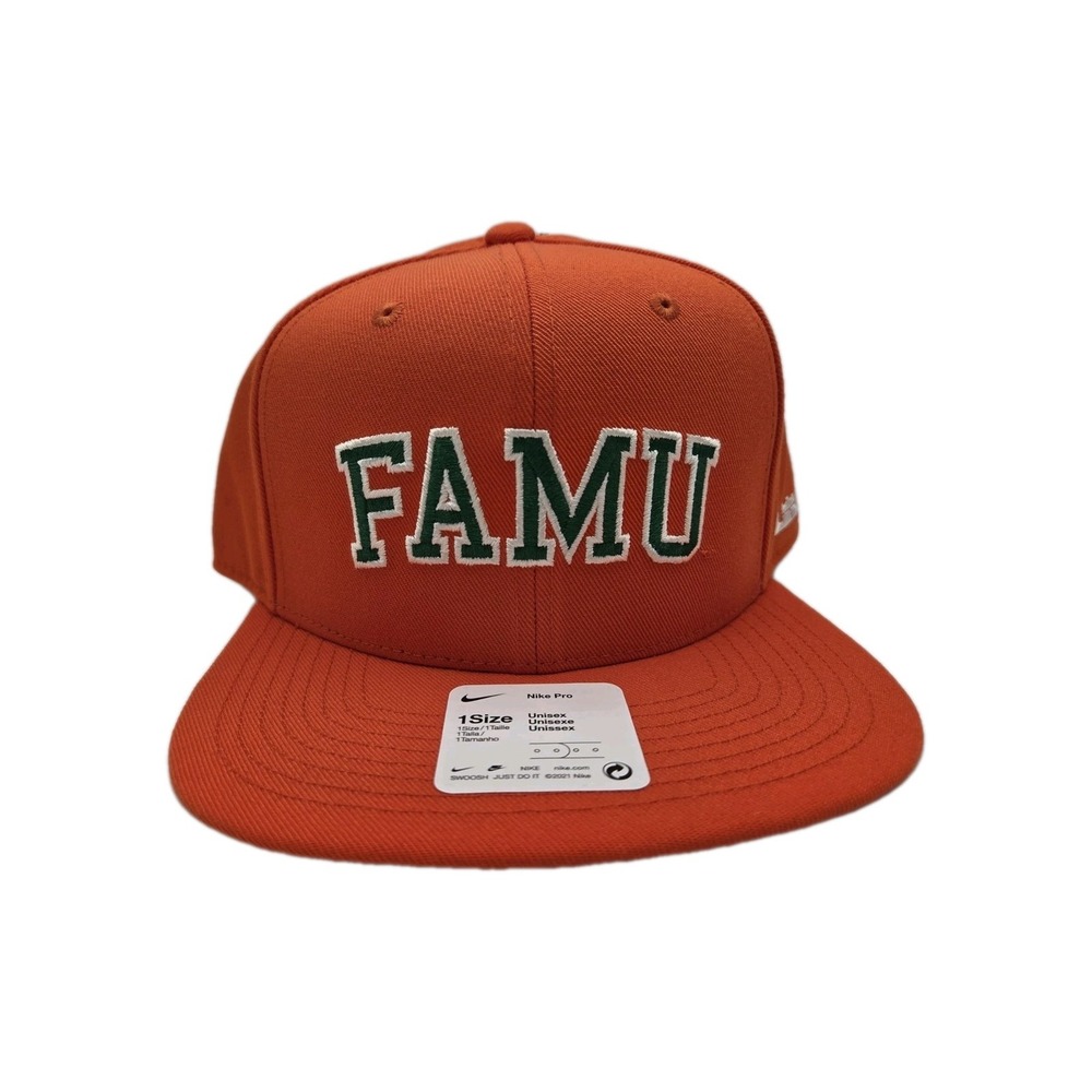 Florida A&M Rattlers FAMU Hat Cap Nike SnapBack Lebron Orange Pro Flat Bill NWT